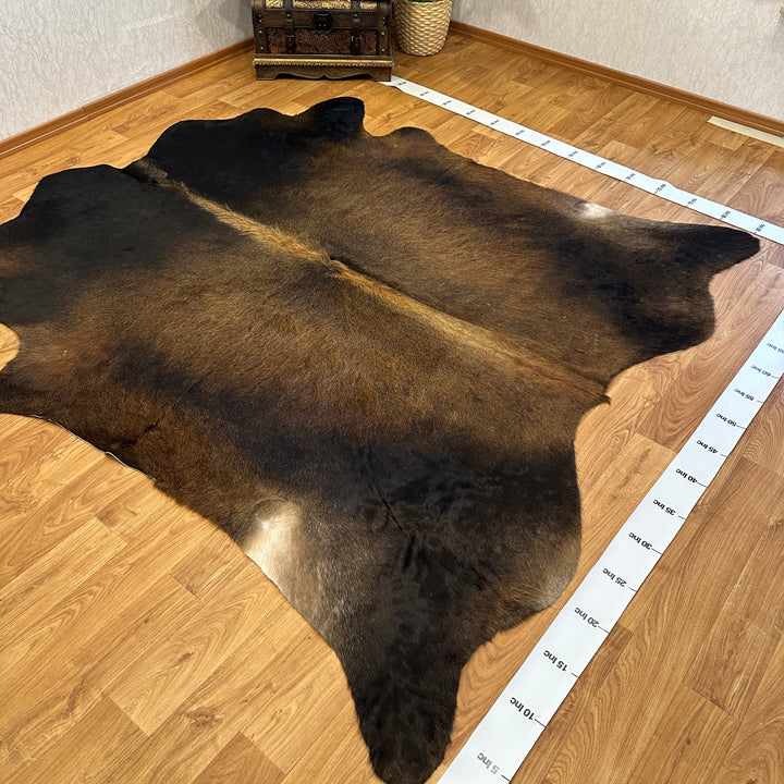 Genuine Black Brown Cowhide Rug 86x86