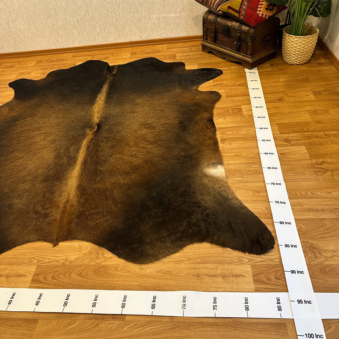 Genuine Black Brown Cowhide Rug 86x86