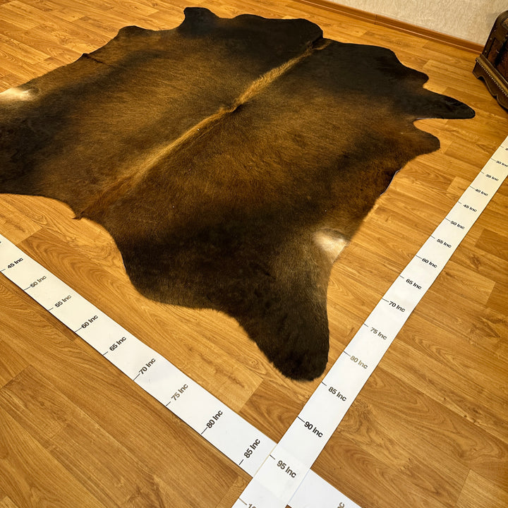 Genuine Black Brown Cowhide Rug 86x86