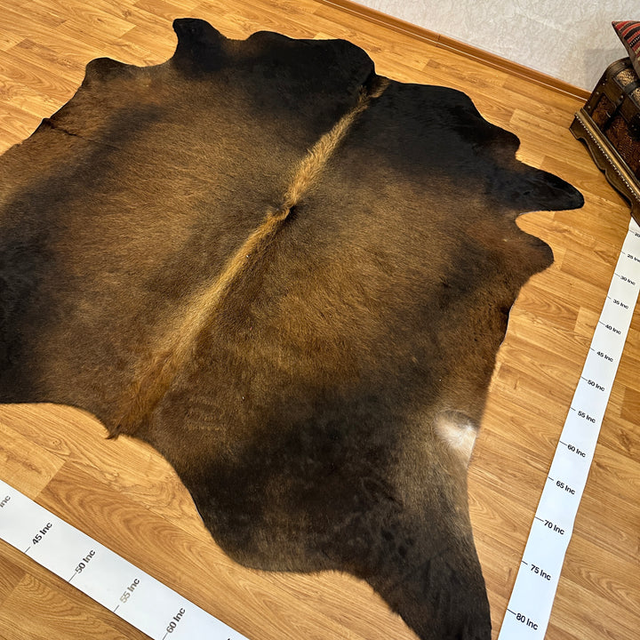 Genuine Black Brown Cowhide Rug 86x86