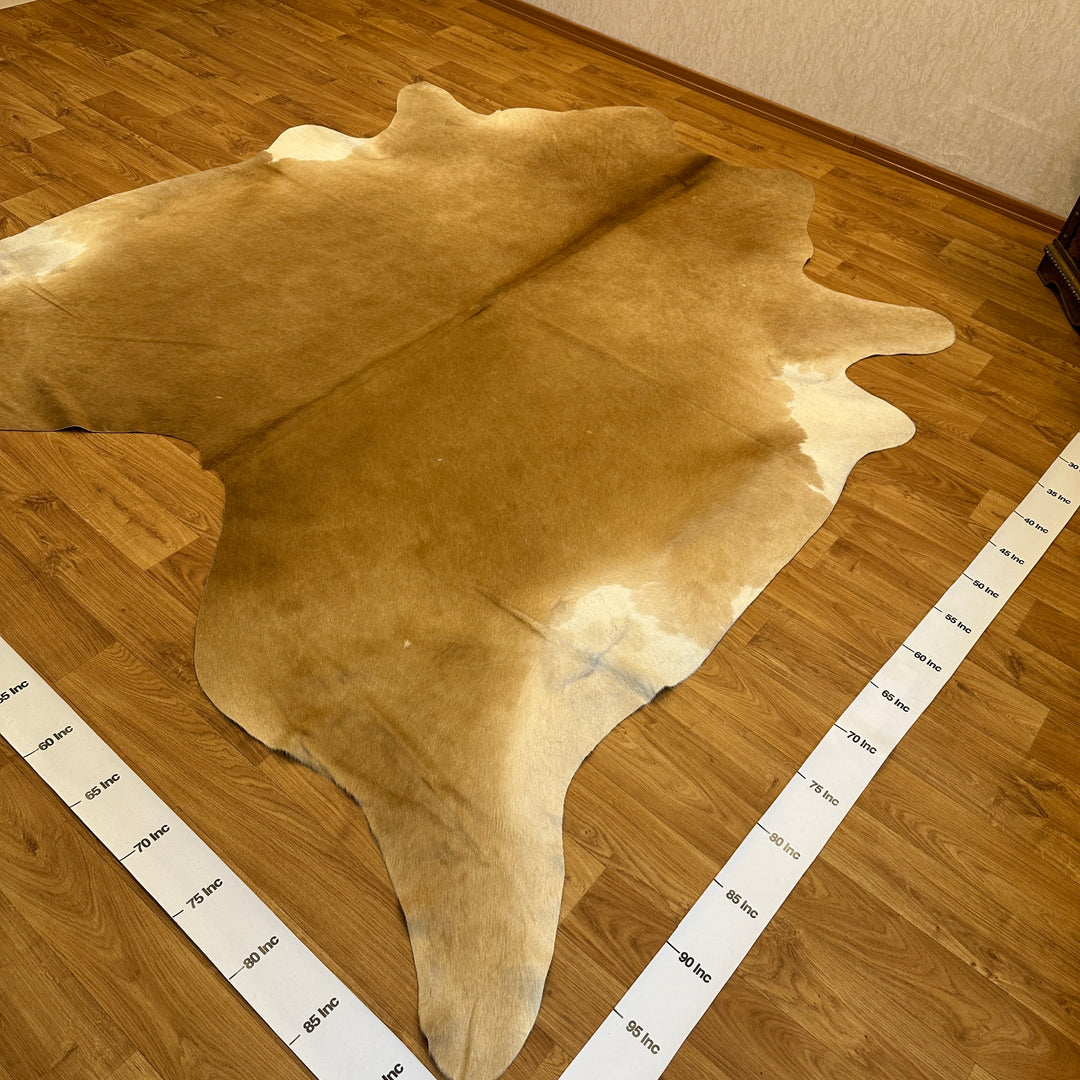 Genuine Beige Brown Cream Cowhide Rug 94x104