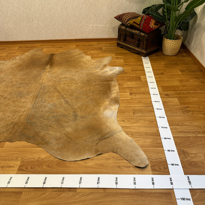 Genuine Beige Brown Cream Cowhide Rug 90x92