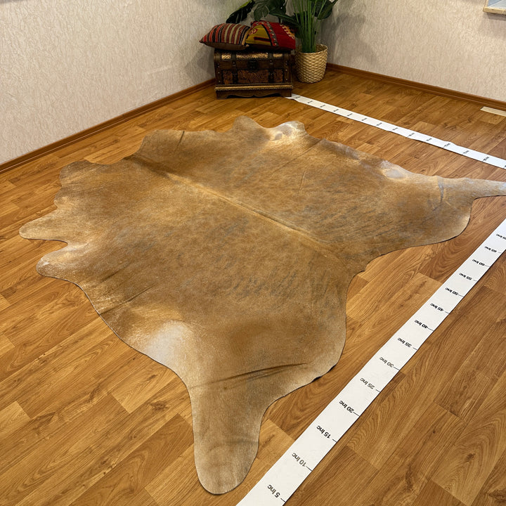 Genuine Beige Brown Cream Cowhide Rug 90x92