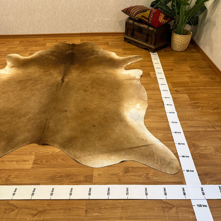 Genuine Beige Brown Cream Cowhide Rug 91x95