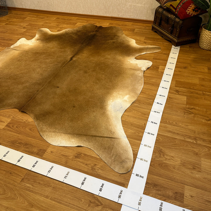 Genuine Beige Brown Cream Cowhide Rug 91x95