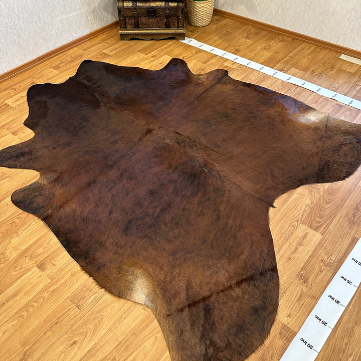 Genuine Black Brown Cowhide Rug 88x100