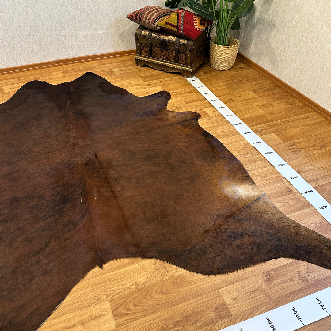 Genuine Black Brown Cowhide Rug 88x100