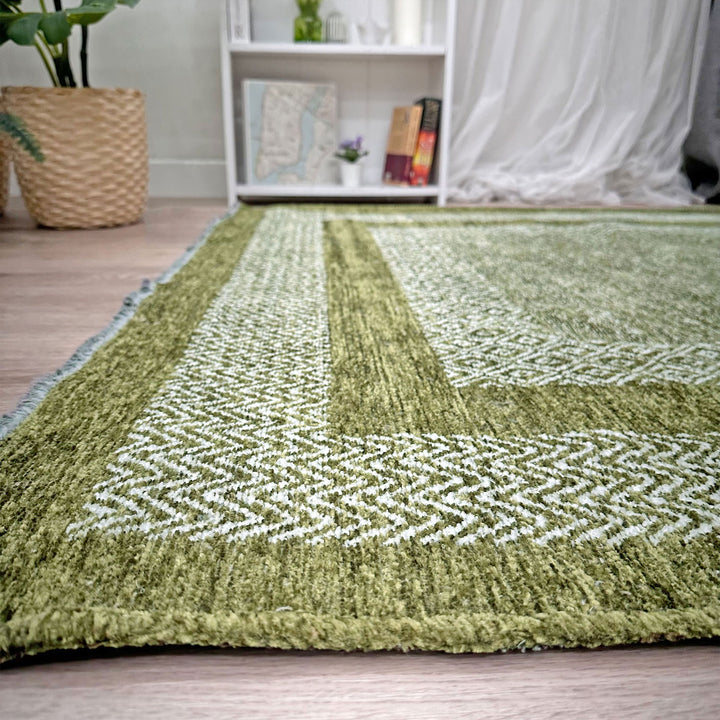 Scandinavian Green Washable Area Rugs