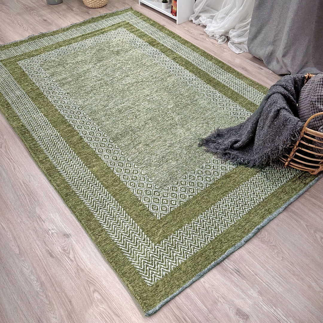 Scandinavian Green Washable Area Rugs