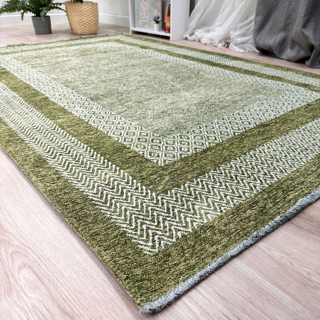 Alfa Rich green area rugs are cotton, pet friendly, easy to clean, foldable and machine washable, but we recommend laundromat for large sizes! It is woven. It is odorless and lint-free. It is antibacterial and antiallergic. Alfa Rich area rugs have a low pile (0.50 inches). But wait, there's more! We're also offering FREE SHIPPING, making it even easier for you to bring a touch of timeless charm into your home.