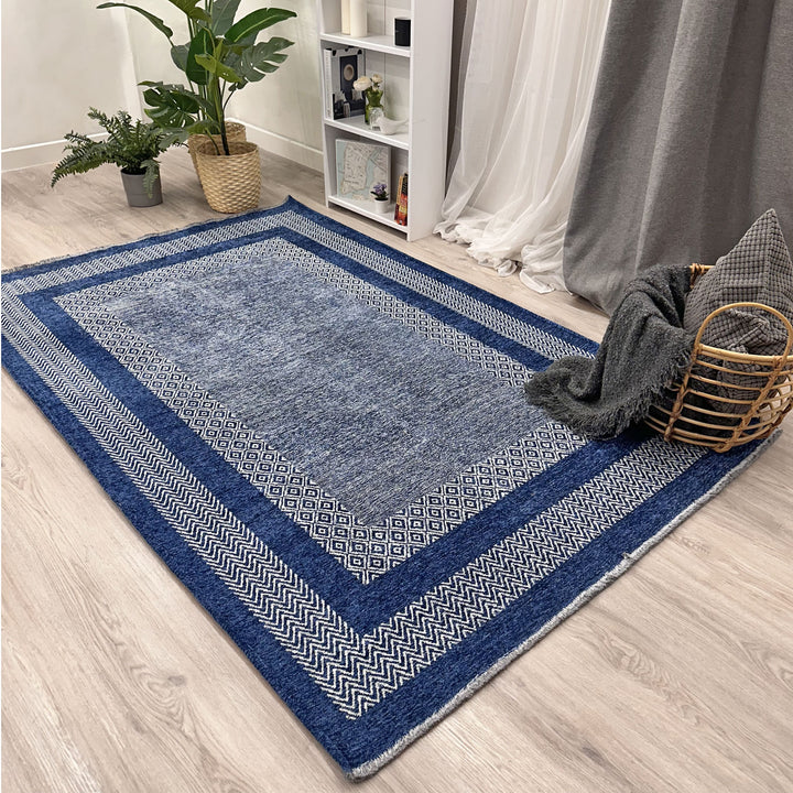 Scandinavian Navy Blue Washable Area Rugs