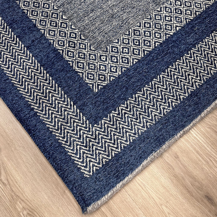 Scandinavian Navy Blue Washable Area Rugs