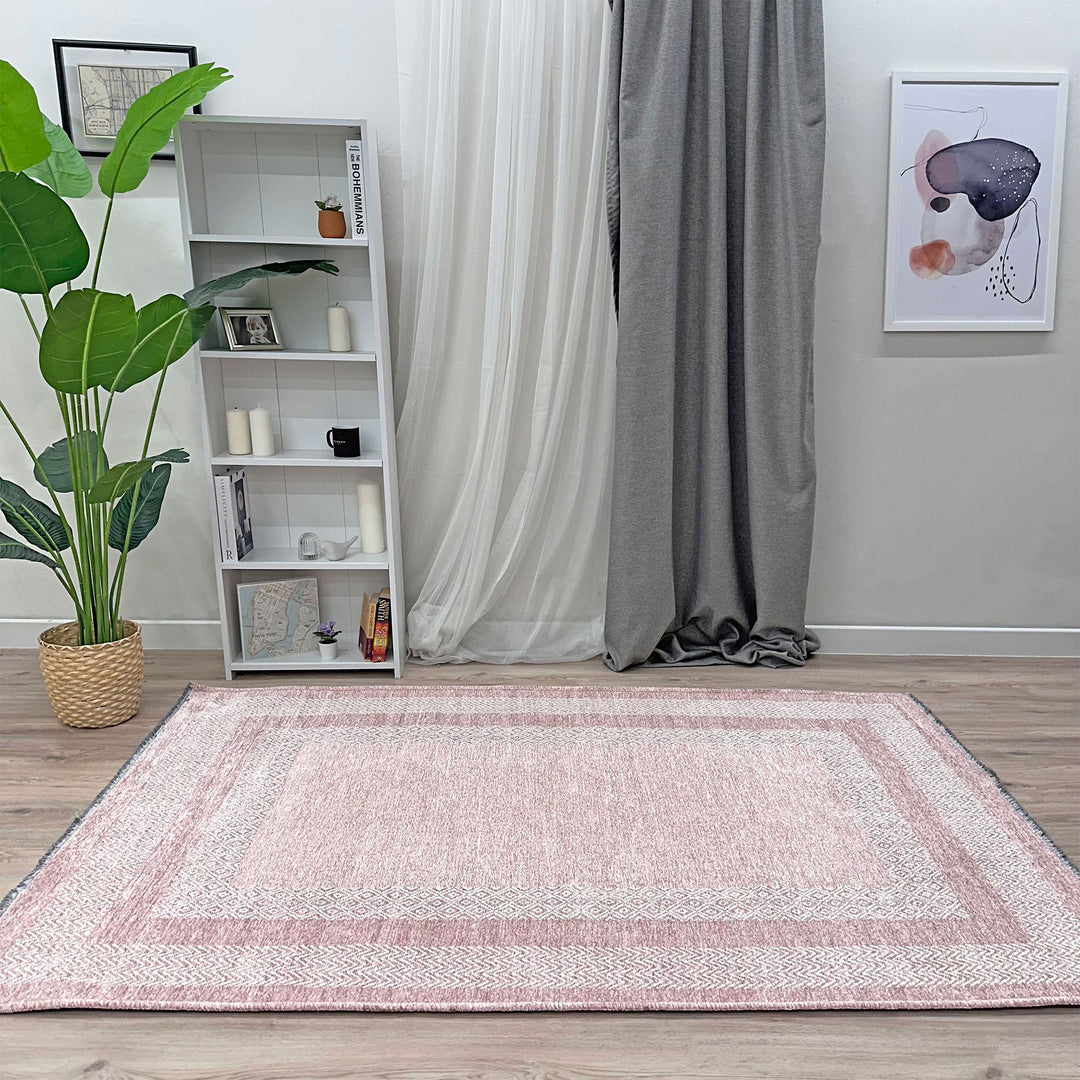 Scandinavian Heather Peach Pink Washable Area Rugs