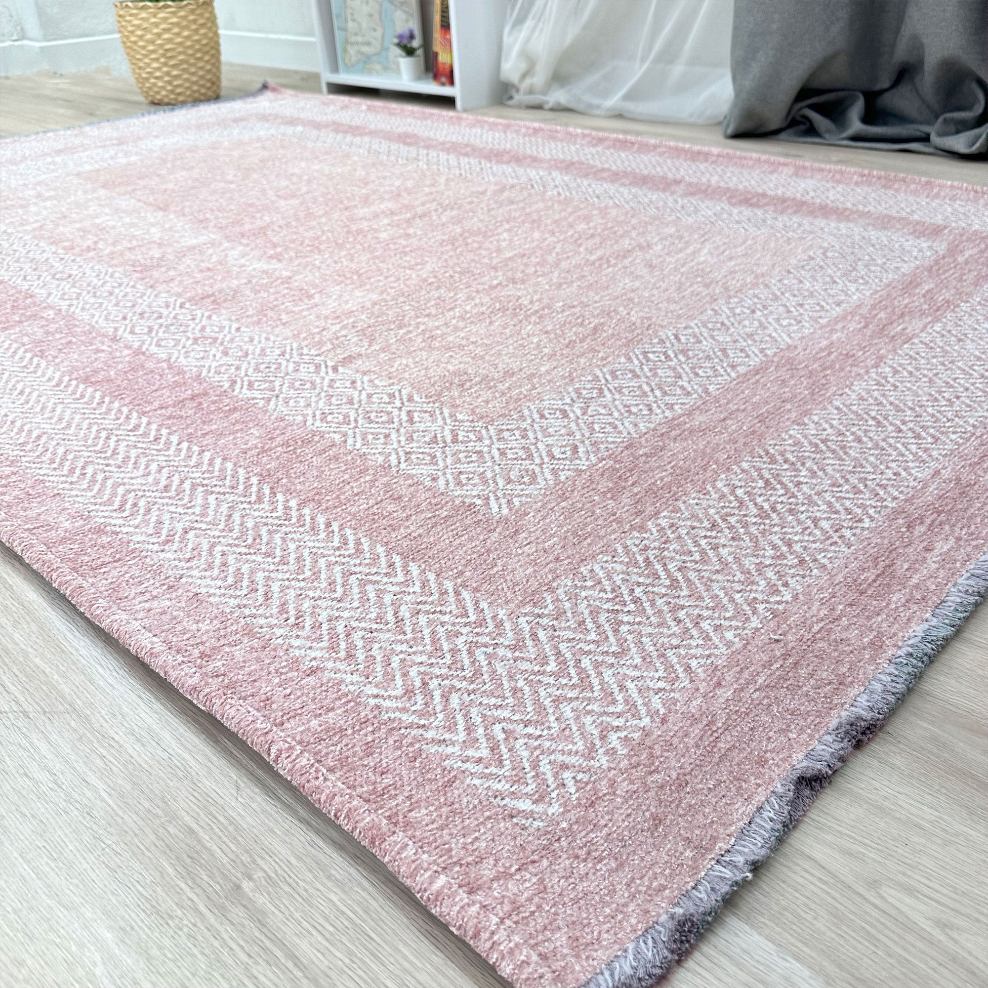 Scandinavian Heather Peach Pink Washable Area Rugs – Alfa Rich