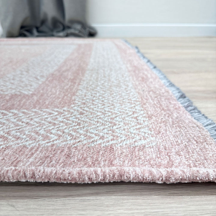 Scandinavian Heather Peach Pink Washable Area Rugs