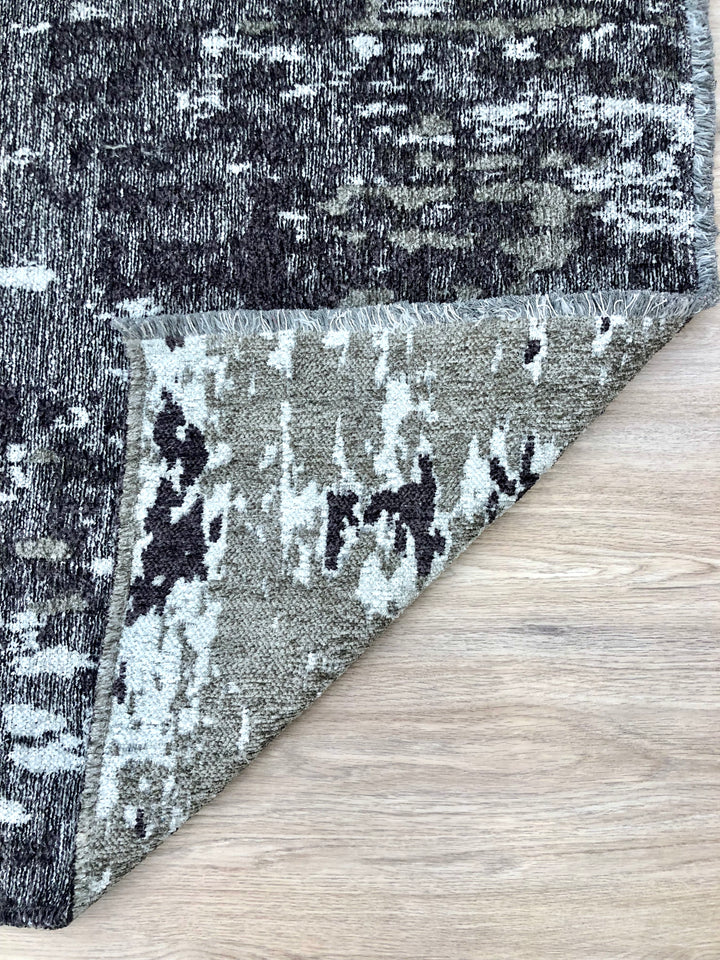 Reversible Abstract Dark Gray Light Gray Washable Area Rugs