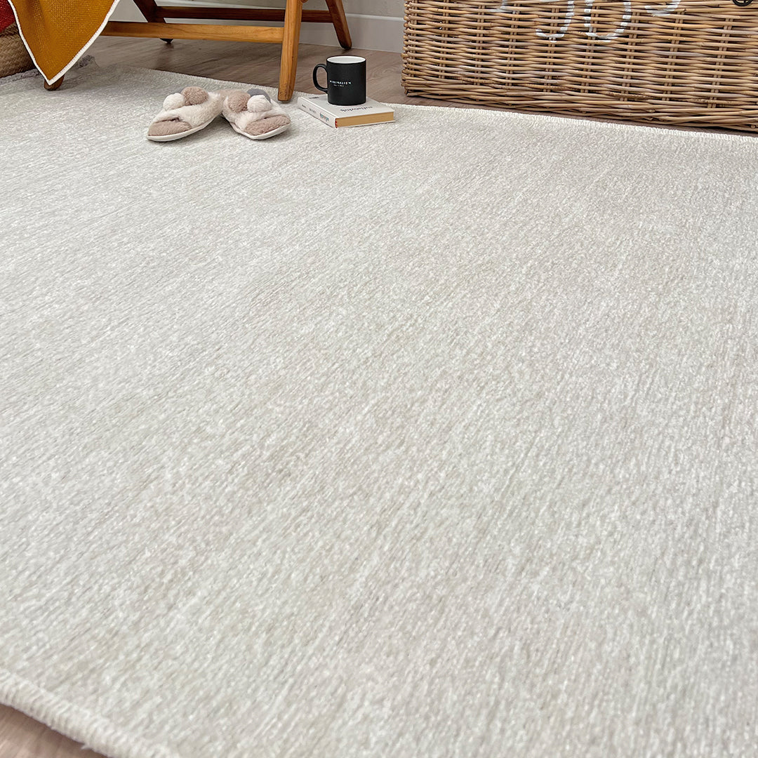 Solid White Washable Area Rugs