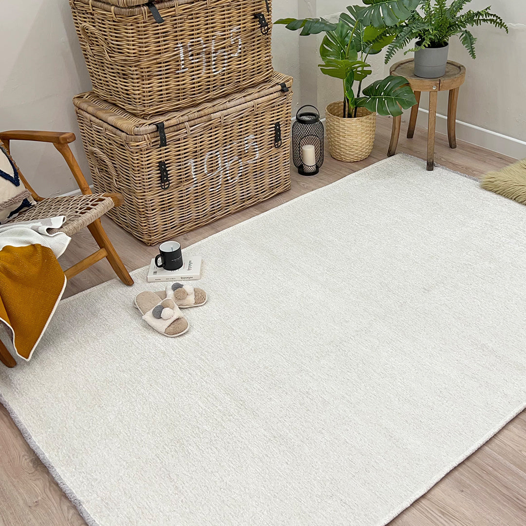 Solid White Washable Area Rugs