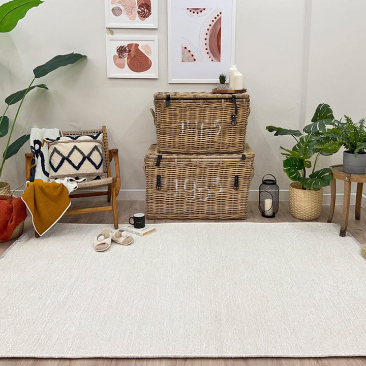 Solid White Washable Area Rugs