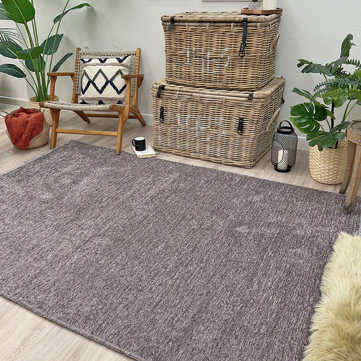 Solid Silver Gray Washable Area Rugs