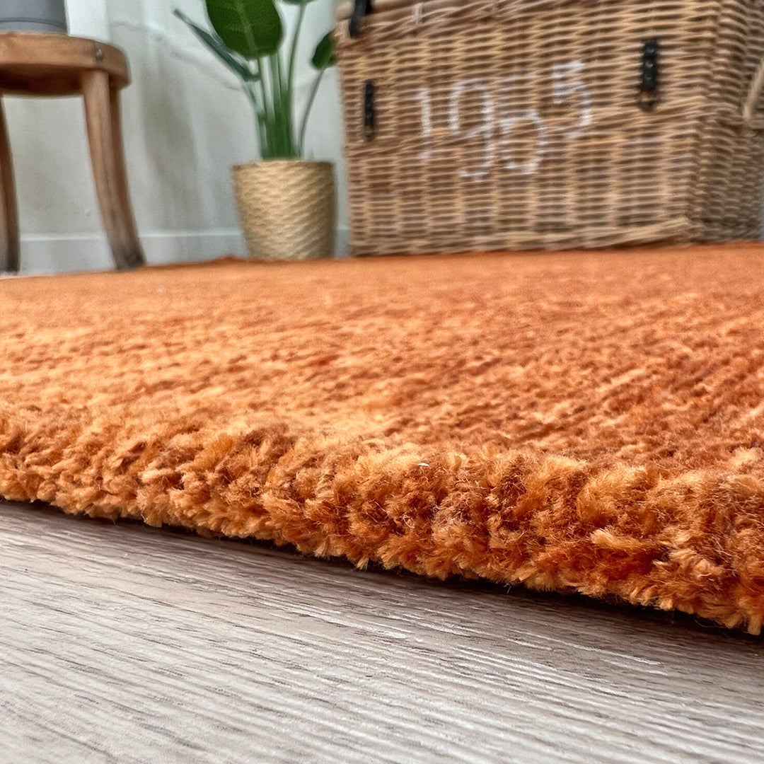 Solid Orange Washable Area Rugs