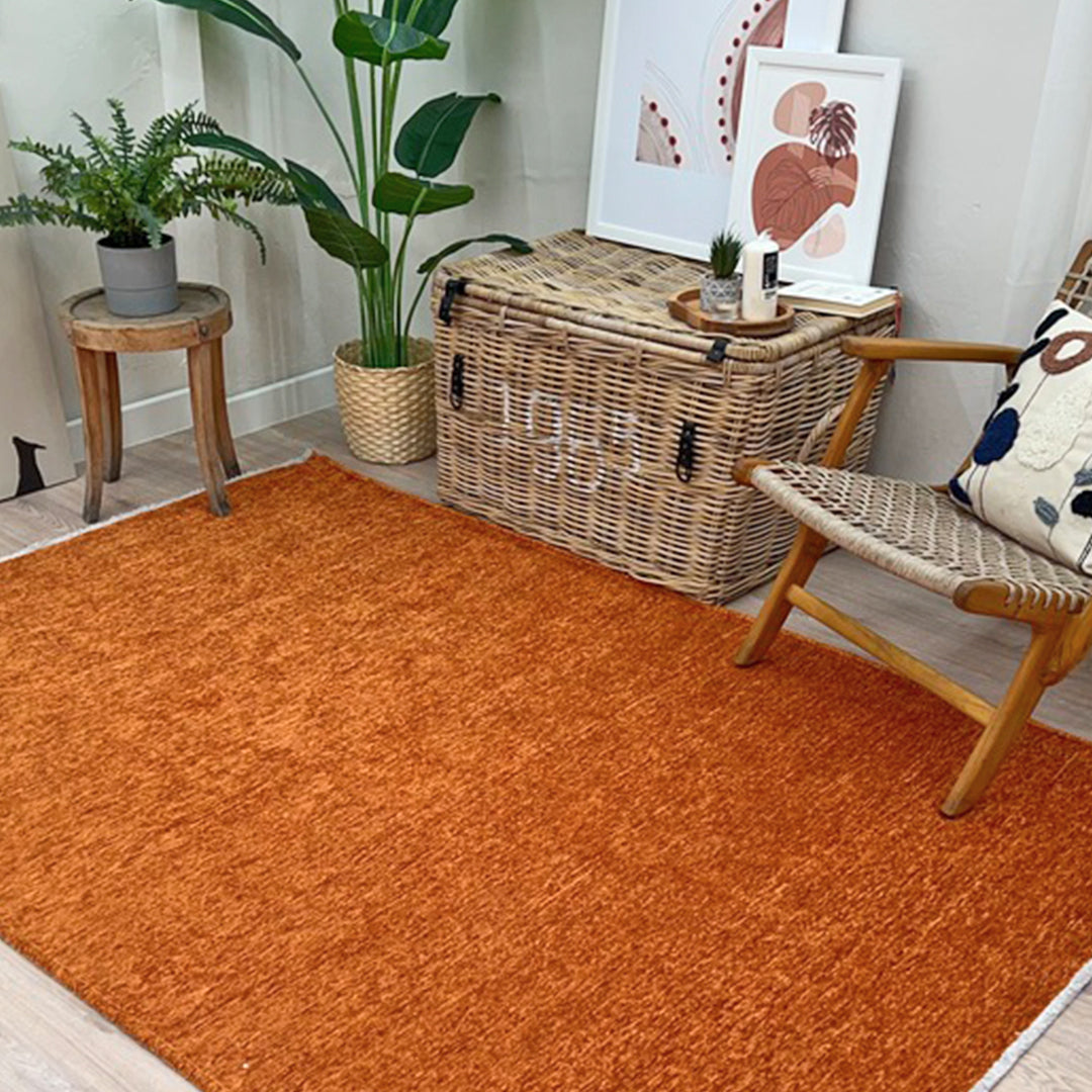 Solid Orange Washable Area Rugs