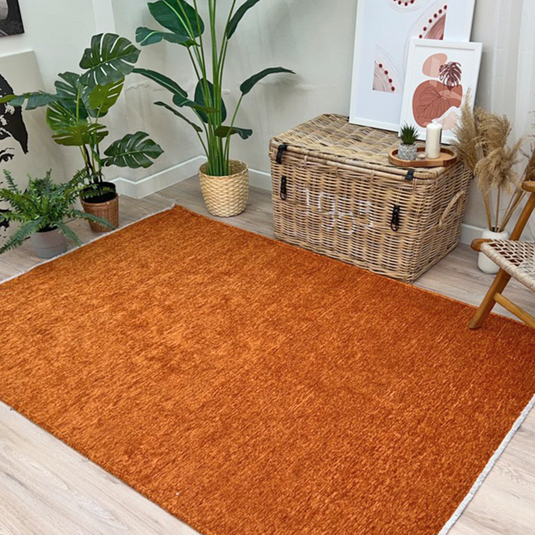 Solid Orange Washable Area Rugs