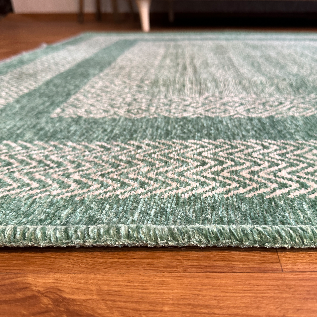 Scandinavian Teal Blue Washable Area Rugs