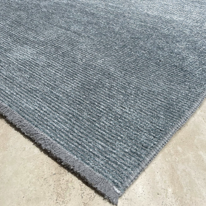 Solid Coral Blue Washable Area Rugs