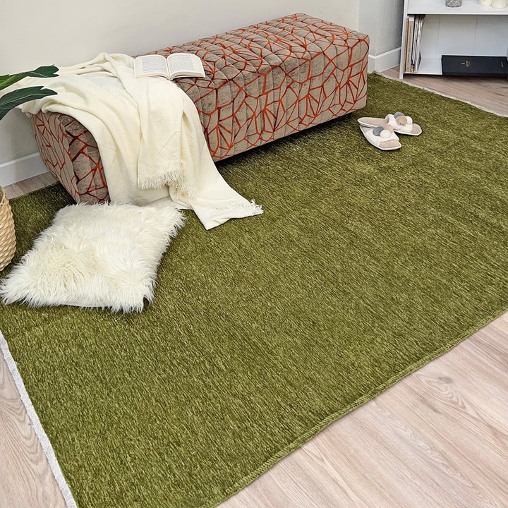 Solid Green Washable Area Rugs