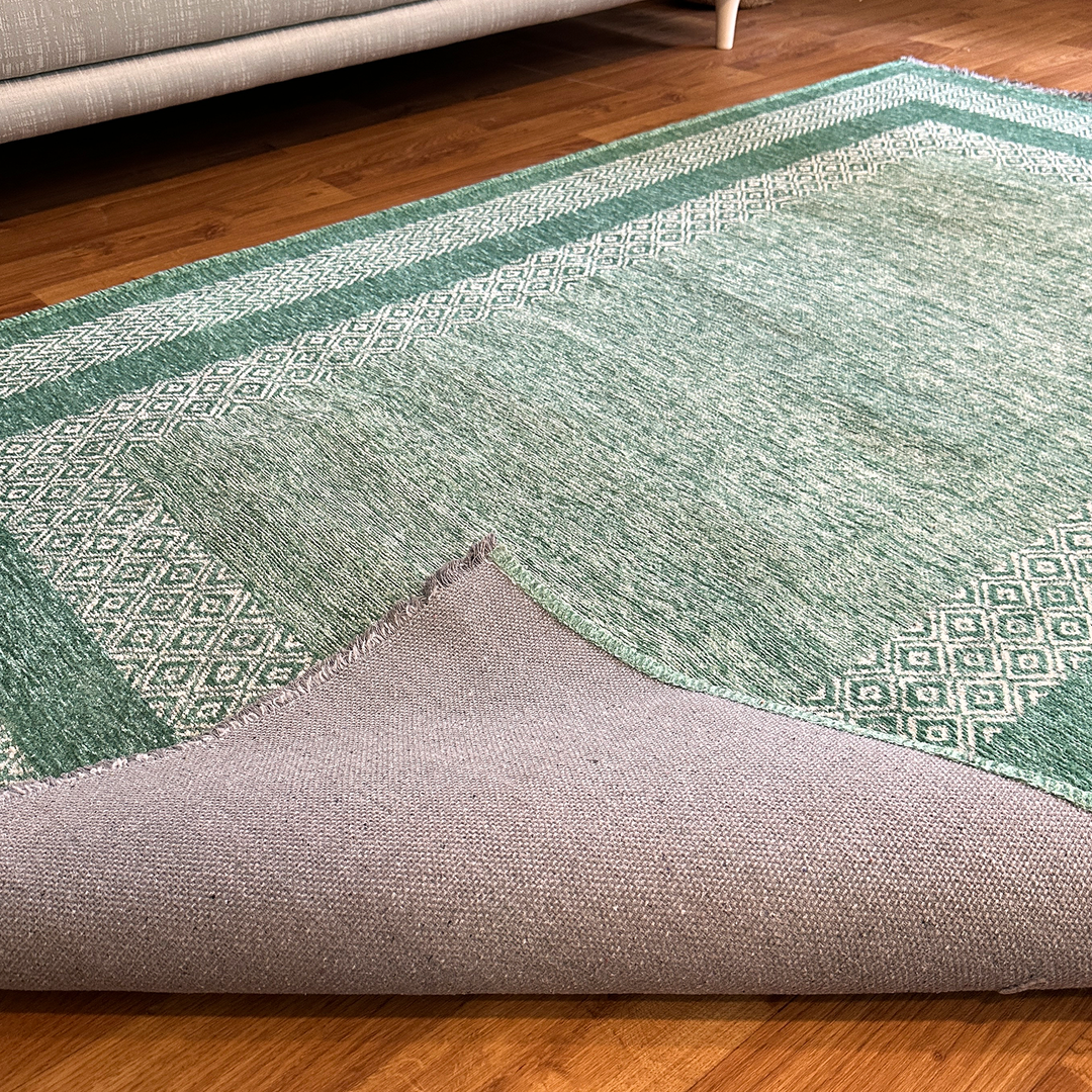 Scandinavian Teal Blue Washable Area Rugs