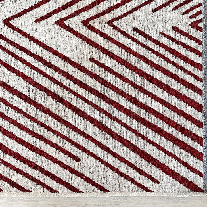 Geometric Cream Red Washable Area Rugs