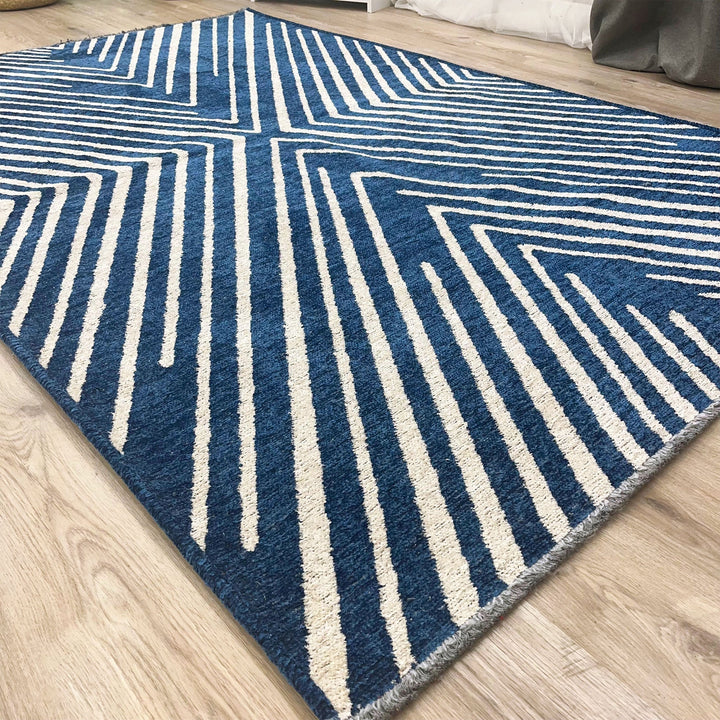 Alfa Rich navy blue cream area rugs are cotton, pet friendly, easy to clean, foldable and machine washable, but we recommend laundromat for large sizes! It is woven. It is odorless and lint-free. It is antibacterial and antiallergic. Alfa Rich area rugs have a low pile (0.50 inches). But wait, there's more! We're also offering FREE SHIPPING, making it even easier for you to bring a touch of timeless charm into your home.