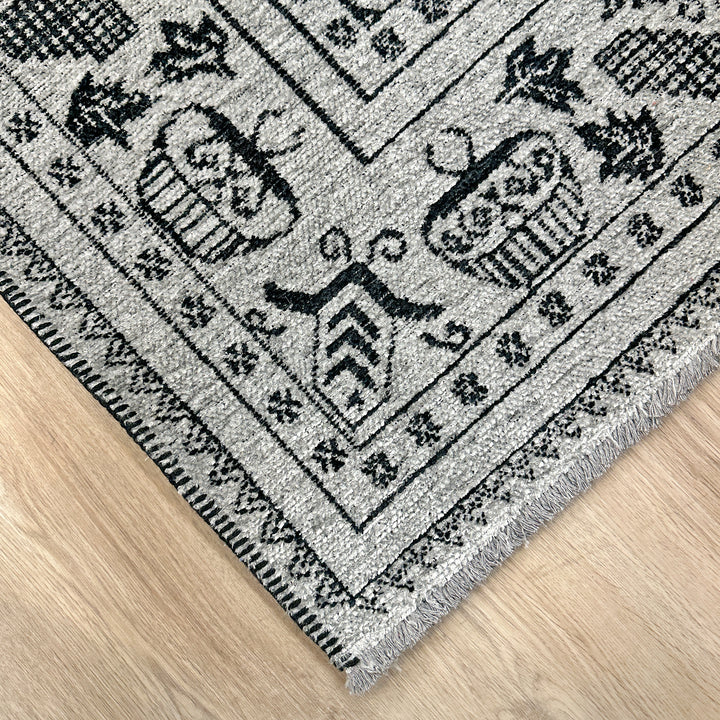 Vintage Gray Black Washable Area Rugs