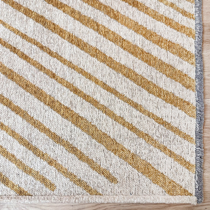 Geometric Cream Gold Washable Area Rugs