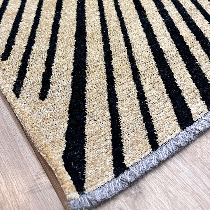 Geometric Beige Black Washable Area Rugs