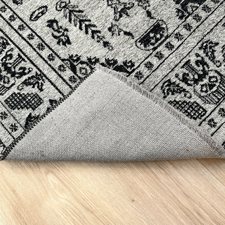 Vintage Gray Black Washable Area Rugs