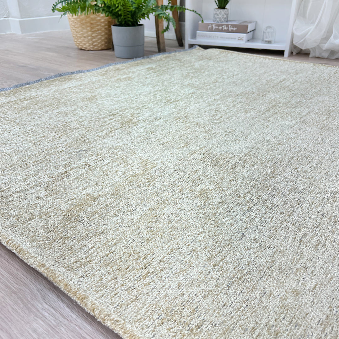 Solid Beige Washable Area Rugs