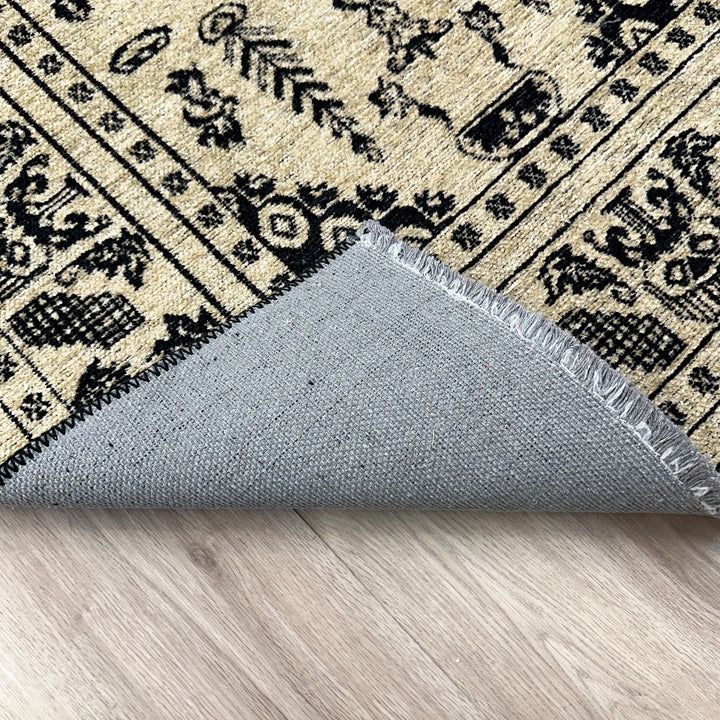 Vintage Beige Black Washable Area Rugs