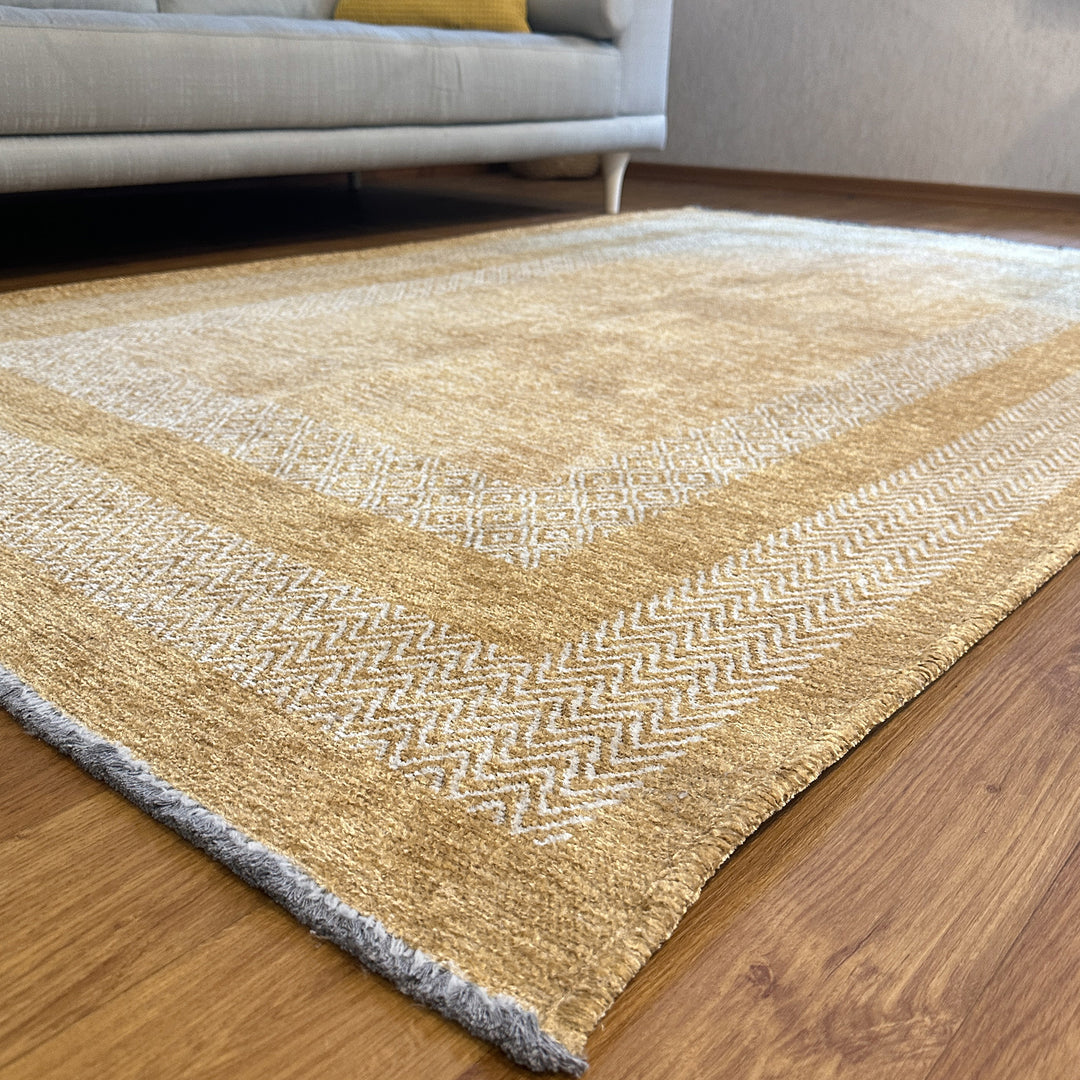 Scandinavian Amber Gold Washable Area Rugs