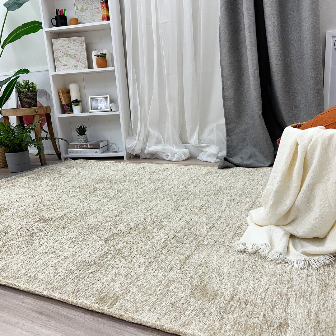 Solid Beige Washable Area Rugs