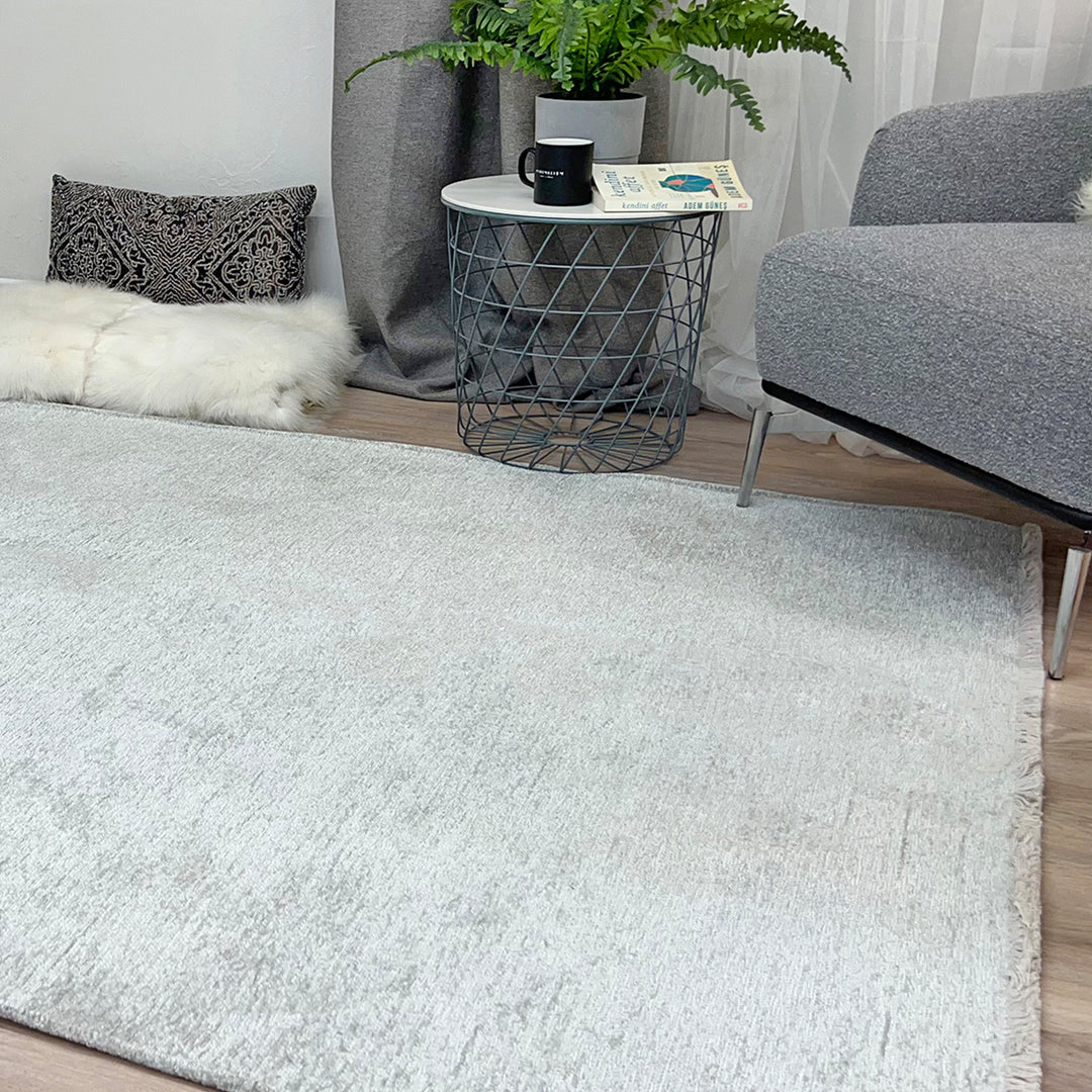 Solid Silver Gray Washable Area Rugs