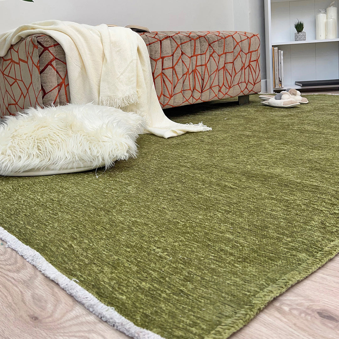 Solid Green Washable Area Rugs