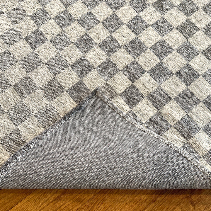 Checkered Gray White Washable Area Rugs