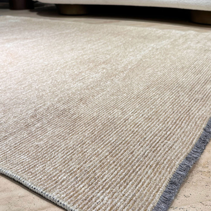 Solid Beige Washable Area Rugs