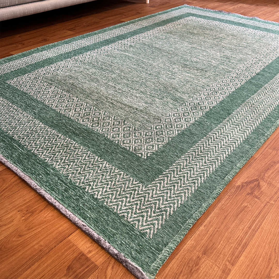 Scandinavian Teal Blue Washable Area Rugs