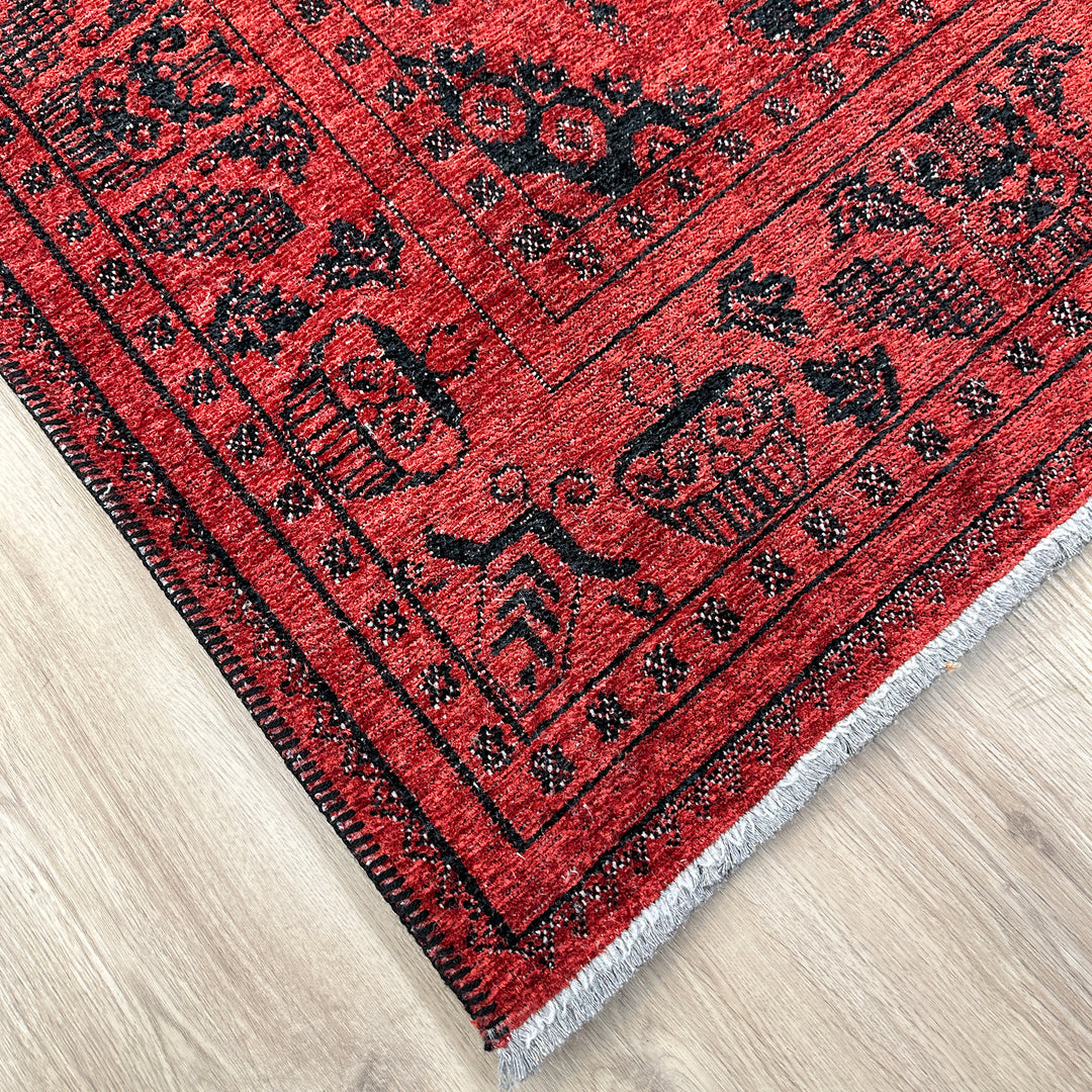 Vintage Red Black Washable Area Rugs