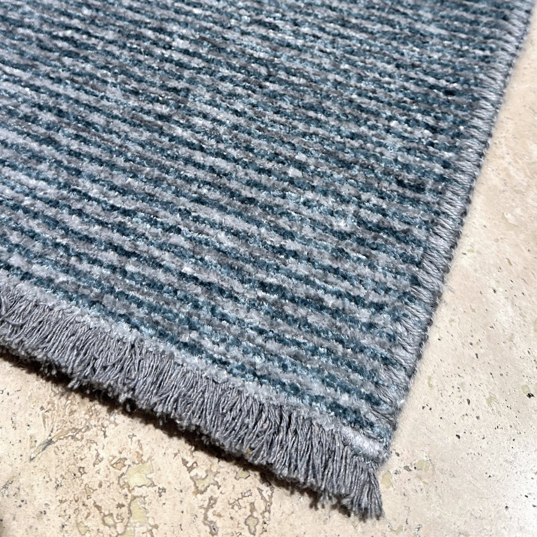 Solid Coral Blue Washable Area Rugs