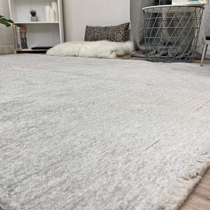 Solid Silver Gray Washable Area Rugs