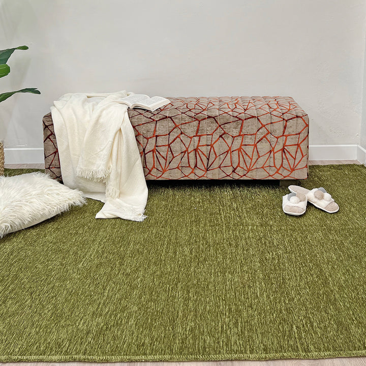 Solid Green Washable Area Rugs